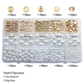 770-piece DIY jewelry making kit with gold beads and faux pearls in 15-grid storage box - White