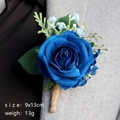 Boutonnière faite main avec rose bleue pour costume de mariage et ruban en ficelle - Bleu saphir