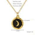 Halskette aus 18K vergoldetem Edelstahl mit schwarzem Emaille-Mond-Anhänger - 18K Vergoldet / Schwarz