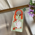 Green knitted phone bag with cute cartoon chicken and orange handles for women - Flower Swan - Phone Bag