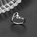 Adjustable silver stainless steel open ring with Pisces zodiac name design for women - Adjustable Open / Pisces Steel