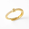 Adjustable gold-plated ring featuring letter K design with shimmering zircon stones - Gold-K