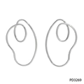 Abstract silver spiral stainless steel earrings in a unique wavy hoop design - Abstract Spiral Loop (PD3269) / Silver