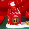 Red Christmas paper gift box featuring Santa Claus 3D top and festive window design - S8835 Santa Belt / Flat Shipping