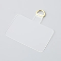 Detailed view of clear TPU phone lanyard patch with a sturdy gold metal D-ring attachment - Gold Buckle / Clear
