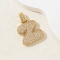 Detail of chubby letter Z pendant with gold plating and sparkling cubic zirconia crystals - Letter Z