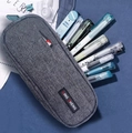 Large capacity grey oxford cloth pencil case with sturdy zipper and minimalist logo - New Style Double Layer / Gray