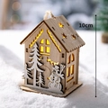 Lighted wooden house Christmas ornament with pine tree and snowman cutout 10cm - Large Cabin Christmas Snowman