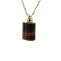 Tiger eye stone perfume bottle pendant with golden metal cap and elegant chain - Tiger's Eye
