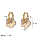 Detailed size chart for gold stainless steel hoop earrings with glass flower charms - Transparent Gold Dots Flower (TE60545-TR)
