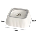 Cuenco de agua flotante antisalpicaduras para perros con disco gris y base de 22 cm - Blanco Leche Bolsa OPP