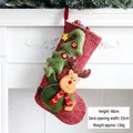 Large red knit Christmas stocking with elk and tree, 48x23cm holiday gift bag - Wool Style Stocking Reindeer