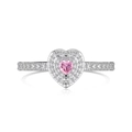 Elegant S925 sterling silver ring with a pink heart-shaped stone and halo diamonds - Pink-DY121017