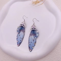 S925 silver butterfly earrings with purple-blue gradient wings and sparkling rhinestones - Misty Blue-Silver