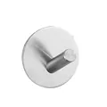 Adhesive 304 stainless steel wall hook with 4.5cm round base and brushed finish - Round Slanted Hook [Brushed Silver]