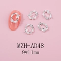Détails de bijoux d'ongles en forme de couronne de Noël 9x11mm avec perles et strass - Style Ovale Blanc Argent (AD48)