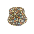 Detailed close-up of multicolor star pattern print and fabric texture on a bucket hat - M (56-58cm) / Brown Colorful Stars