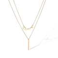 Detail of gold-plated double-layer necklace with LOVE letters and vertical bar pendant - LOVE Letter Double Layer Necklace / Gold