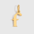 Polished golden lowercase letter f pendant charm with closed loop for necklaces - Lowercase f - 14K Gold