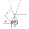 Detailed dimensions of 925 silver moissanite teardrop pendant necklace with 6.5mm main stone - 40cm+5cm / Teardrop Inlaid Style (P10804)