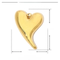Detailed size parameters of the gold stainless steel heart pendant with measurements - YE626 LOVE YOU Gold Engraved Heart