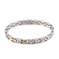 Bracciale magnetico in acciaio inossidabile bicolore argento e oro con pietre germanio - Stile Bicolore Argento-Oro (KB100091-K)