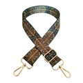 Macro detail of adjustable bohemian wide shoulder strap with golden metal lobster clasps - Retro Bohemian (218)