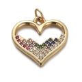 Detailed macro view of a golden heart pendant with colorful micro-pave zircon gemstones - Rainbow Pave Heart Pendant