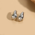 Silver teardrop stud earrings featuring a row of pave white cubic zirconia stones - White Gold Plated Small Waterdrop