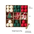 Christmas wool felt ball set with Santa and tree ornaments in a grid gift box - Dark Green Santa Claus Set