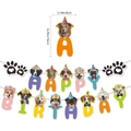 Striscione di compleanno per cani con impronte e cappelli su cartoncini colorati vivaci - Striscione Buon Compleanno Cane