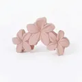 Matte pink three-flower hair claw clip with minimalist floral design for women - Three-Flower Row / Pink (Three Flower Style)