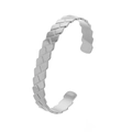 Silver stainless steel cuff bracelet with geometric relief pattern and open design - Y640-2 Silver Woven Texture