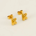 Polished 18K gold-plated titanium steel letter K stud earrings with butterfly backs - Letter K