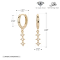 Detaillierte Größenangaben für goldene S925 Sterlingsilber Stern-Creolen mit Zirkonia-Steinen - 925 Silber Gelbgold beschichtet / Gold