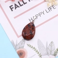 Faceted red and black stone teardrop pendant with silver bail for DIY necklaces - Swan Stone