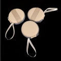 Three-piece set of beige round hard shell cases with blue zippers and lanyards - Beige Storage Box