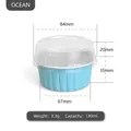 Guía de tallas de moldes de aluminio azul 130ml para postres con tapa transparente - Con Tapa de PET Transparente / Azul Tiffany
