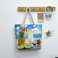 Bolso de lona con estampado tropical y asas de cuerda blanca para playa y vacaciones - Estilo 6