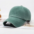 Vintage washed cotton baseball cap in forest green with a distressed look for women and men - Army Green