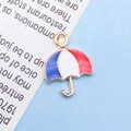 Golden umbrella pendant with blue, white, and red enamel stripes for jewelry making - Enamel US Flag Umbrella / 12x16mm