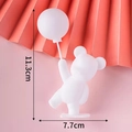 White bear balloon cake topper decoration with round base and minimalist matte finish - White Plastic Balloon Bear Ornament