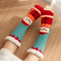 Chaussettes de Noël duveteuses avec motif bonhomme de neige et bordure en peluche douce - 35-42 / Bleu lac bonhomme de neige