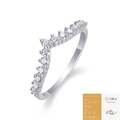 Anillo de moissanita plateado en forma de V para mujer con tarjeta GRA - Talla US 9 / Plata - Estilo de Engaste en Fila en V (R13200/con Certificado GRA)