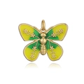 Macro detail of golden butterfly pendant with yellow enamel and floral wing patterns - Green Butterfly Pendant