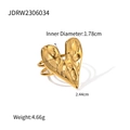 Gold plated titanium steel lava heart ring with double band and size measurements - Hammered Heart Style(JDRW2306034)
