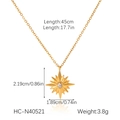 Detailed size chart of hammer textured star pendant necklace in 18K gold plated steel - Starburst Sun Pendant Style (HC-N40521)