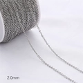DIY jewelry 14K gold filled 2.0mm silver O-chain extender link for necklace making - 2.0mm Flattened Cable Chain Platinum Plated / 1 Meter/Pack