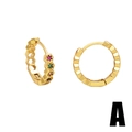 Boucles d'oreilles créoles nid d'abeille dorées avec pierres précieuses colorées - Design Nid d'abeille Creux (A)