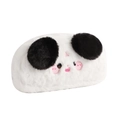 Süßes Panda-Mäppchen aus weißem Plüsch mit weichem Stoff und gestickten Details - Welpe mit schwarzen Ohren